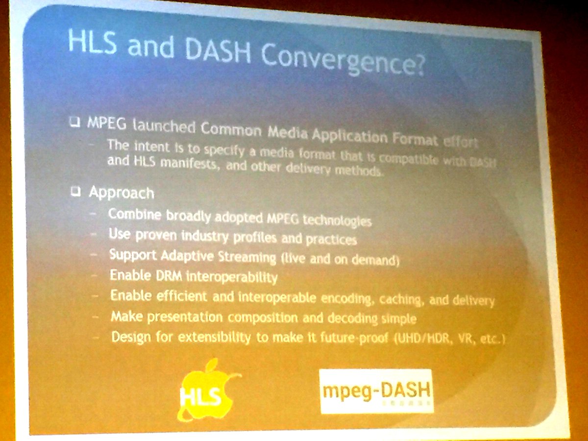 NicolasWeil's tweet photo. #EBUBroadThinking Day1: CMAF, possible HLS/DASH convergence. MPEG Reqs https://t.co/v3DnaDsdmM #AdHocMeetingNextWeek https://t.co/0lZtT0CWga
