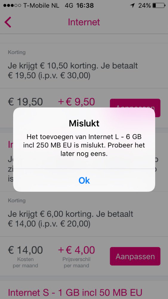 Daweas's tweet photo. @tmobile_webcare ik probeer mijn bundel van 3gb naar 6gb te vergroten, maar krijg steeds deze foutmelding.. Help?! https://t.co/Qk8bEDrLbe