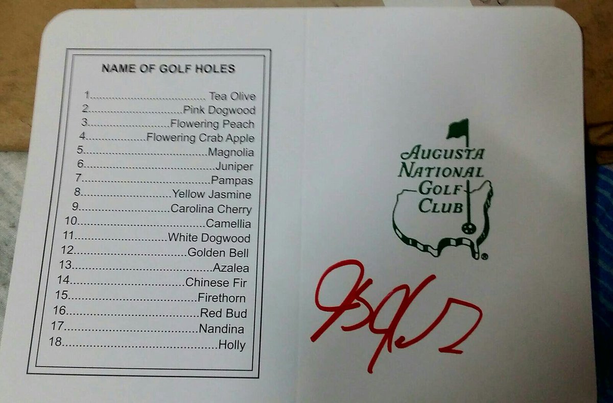 KennethQuillina's tweet photo. One last giveaway before @TheMasters starts @JBHolmesgolf signed score card. #Masters  Retweet&amp;FollowMe&amp;Good luck 👍 https://t.co/4he9JGXvnE