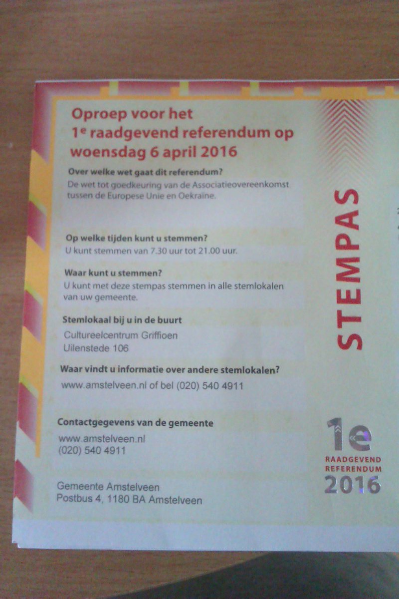 Archana_NL's tweet photo. Voted today! If you haven't voted yet: go and do it! Use your voice! #stem #oekrainereferendum https://t.co/1jk572wmZz