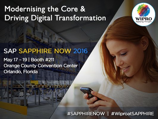 Visit us @SapphireNow, to simplify your biz &amp; to derive real-time insights. #WiproatSapphire s.ctx.ly/r/wplj