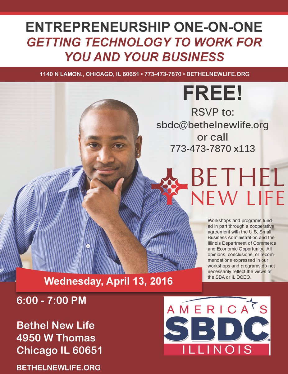 Bethel_WSF's tweet photo. Entrepreneurship One-on-One: Getting Technology to Work for You and Your Business. Plan to join us! https://t.co/0YiYM1oWHF