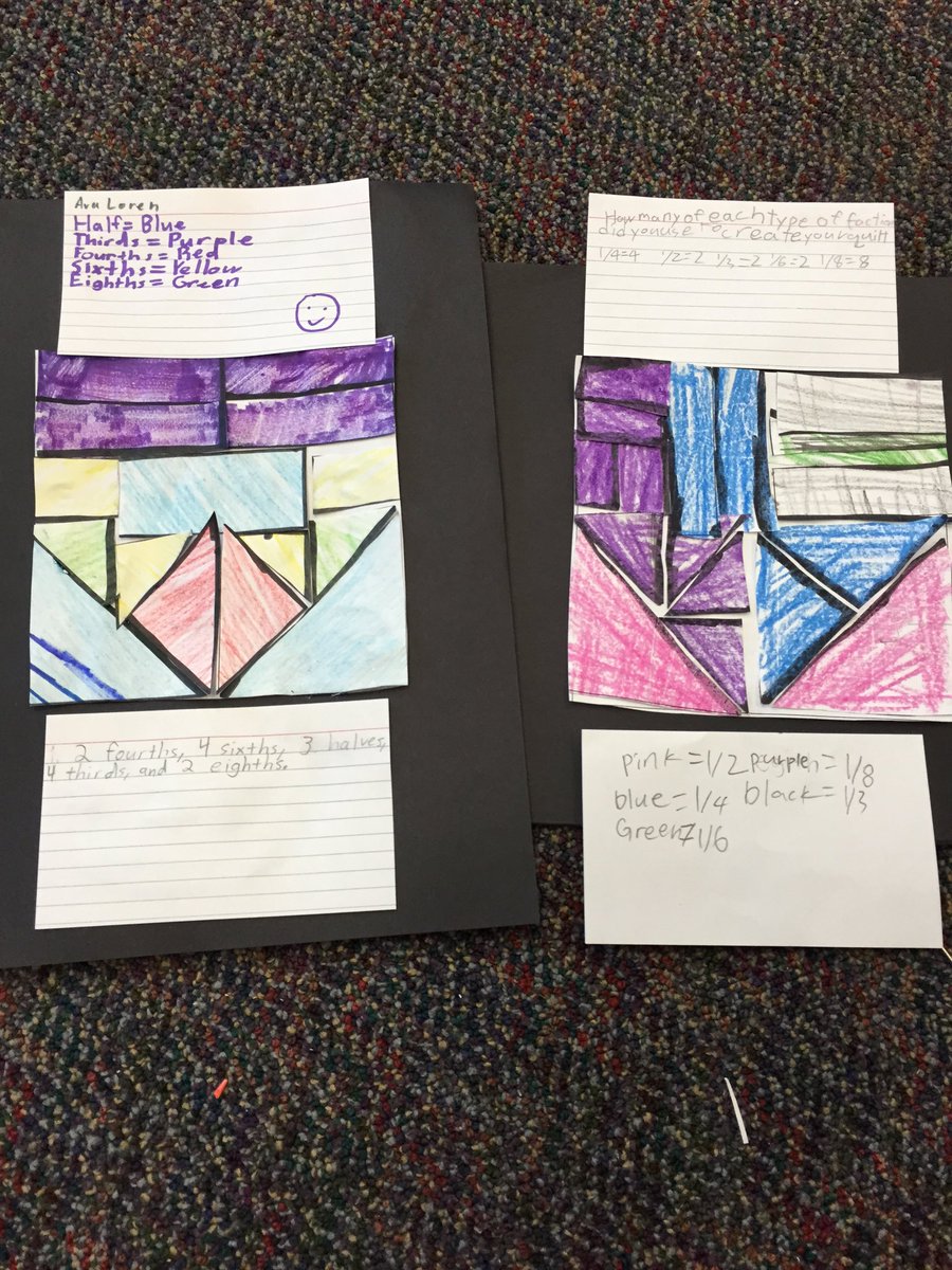 collinsclass3's tweet photo. 3rd graders partitioning shapes to make Paper Quilts! #welovefractions #4thquarterfun https://t.co/CCvIvoA30T