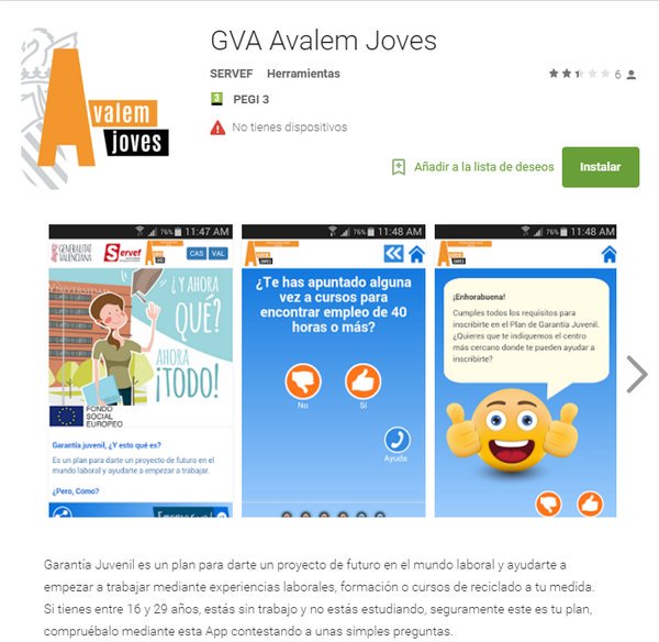 GVAlabora's tweet photo. ¿Quieres saber cómo participar en #AvalemJoves? Descárgate la #APP https://t.co/jiVar2jqdT https://t.co/6vbY94Te3e