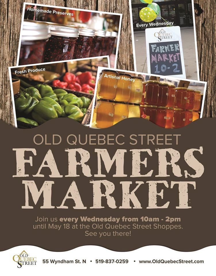 DowntownGuelph's tweet image. Don't forget the Wednesday Market runs every week from 10am-2pm until May 18th in Old Quebec Street Shoppes.