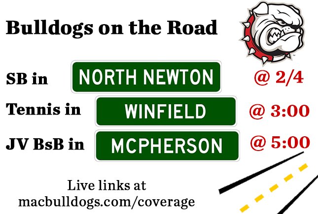 #GameDay for SB, Tennis, and JV BsB-SB is at Bethel at 2/4-Tennis is at SWC at 3pm-BsB is at CCC at 5pm