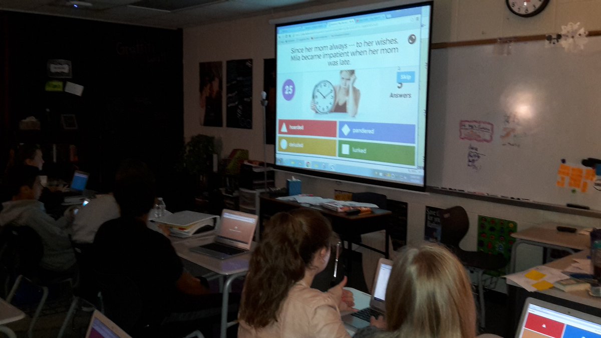 bookwormlaura's tweet photo. Studying our #knowsys words is fun with #Kahoot!! #kmscougarpride #TeachersMatter #vocabulary https://t.co/oFjifkurOb