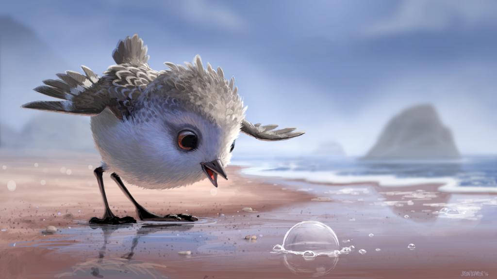 Pixar's tweet photo. Someone sweet is ashore! Meet Piper, the star of our animated short that debuts in front of @FindingDory on June 17. https://t.co/e1wXbsstty