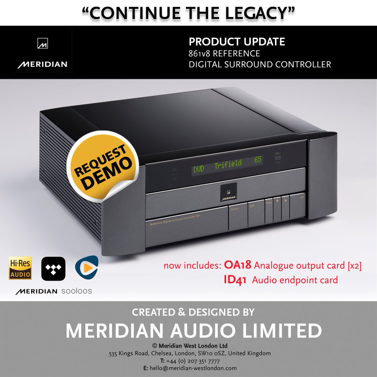Meridian_WLDN's tweet photo. The standard specification of the @MeridianAudio 861v8 has been amended.
For more info, don't hesitate to contact us https://t.co/2bzmcoFLpH