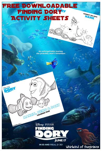 Finding Dory Activity Sheets Finding Dory Coloring Sheets and Activities