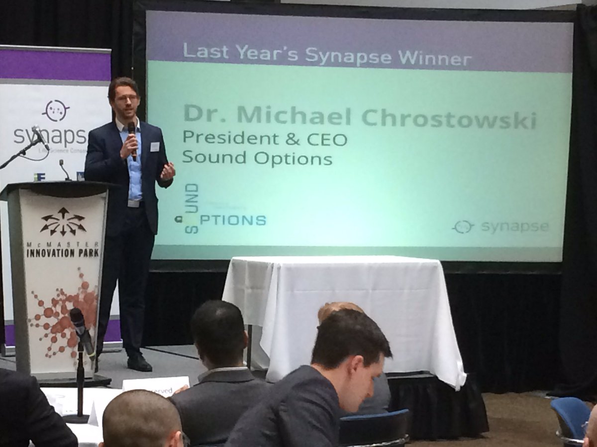 iF_hamont's tweet photo. Dr. Mike Chrostowski of 2015 #Synapse winning team,  @SO_tinnitus, speaking on the competition experience https://t.co/R0sfQn2BX0