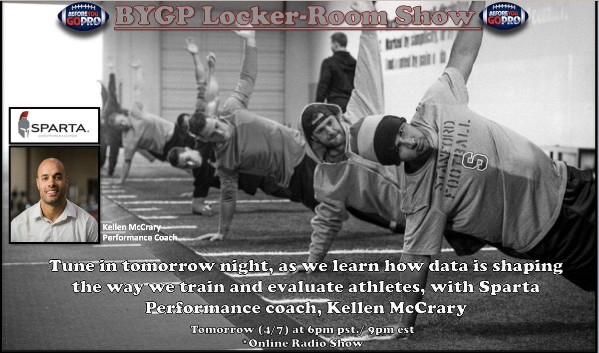 BeforeYouGoPro's tweet image. Join us tomorrow night as we hear how #SpartaScience is taking athletic data to a new level! tobtr.com/s/8639833