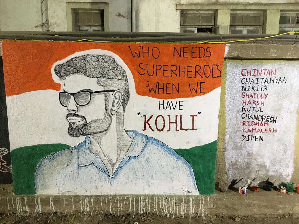 rhythm174's tweet photo. @imVkohli ..this is for u champ!#diehardfans#thebest#chaser#wallpainting competition#medicos#mpsonians https://t.co/L5lSQoeRUZ