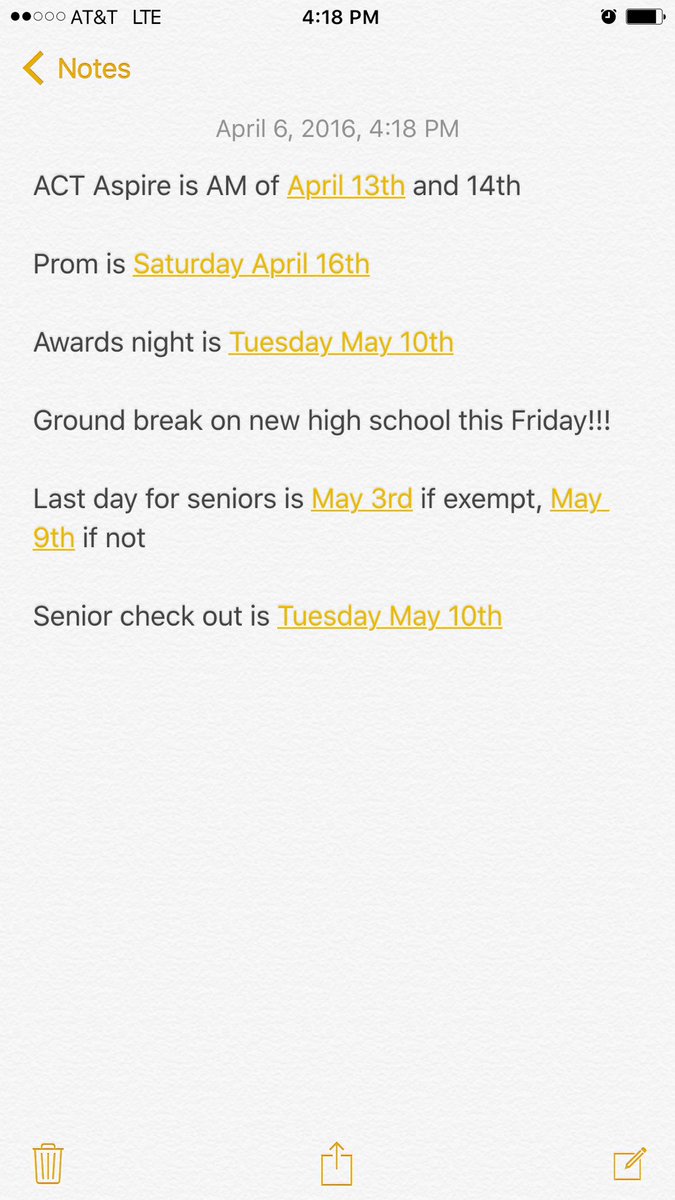 RealMommaStone1's tweet photo. Faculty meeting notes from today. Lots of dates to remember! Share with seniors! https://t.co/UAXkSd84Q1