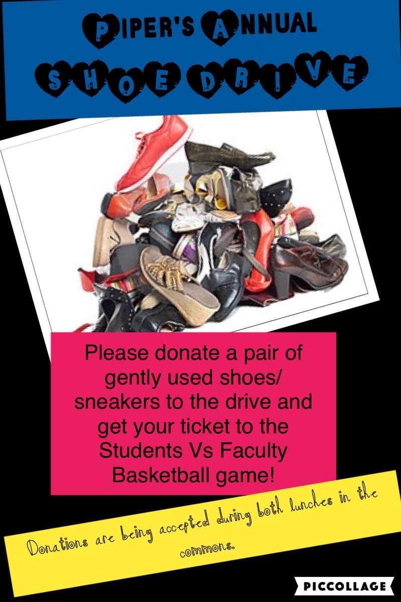 OrtizClassroom's tweet photo. Bring in your mom's shoes or your lil brother's shoes by 4/13. Donate shoes to the SHOE DRIVE! #phsffea #shoedrive https://t.co/n7Ud1gYHwx