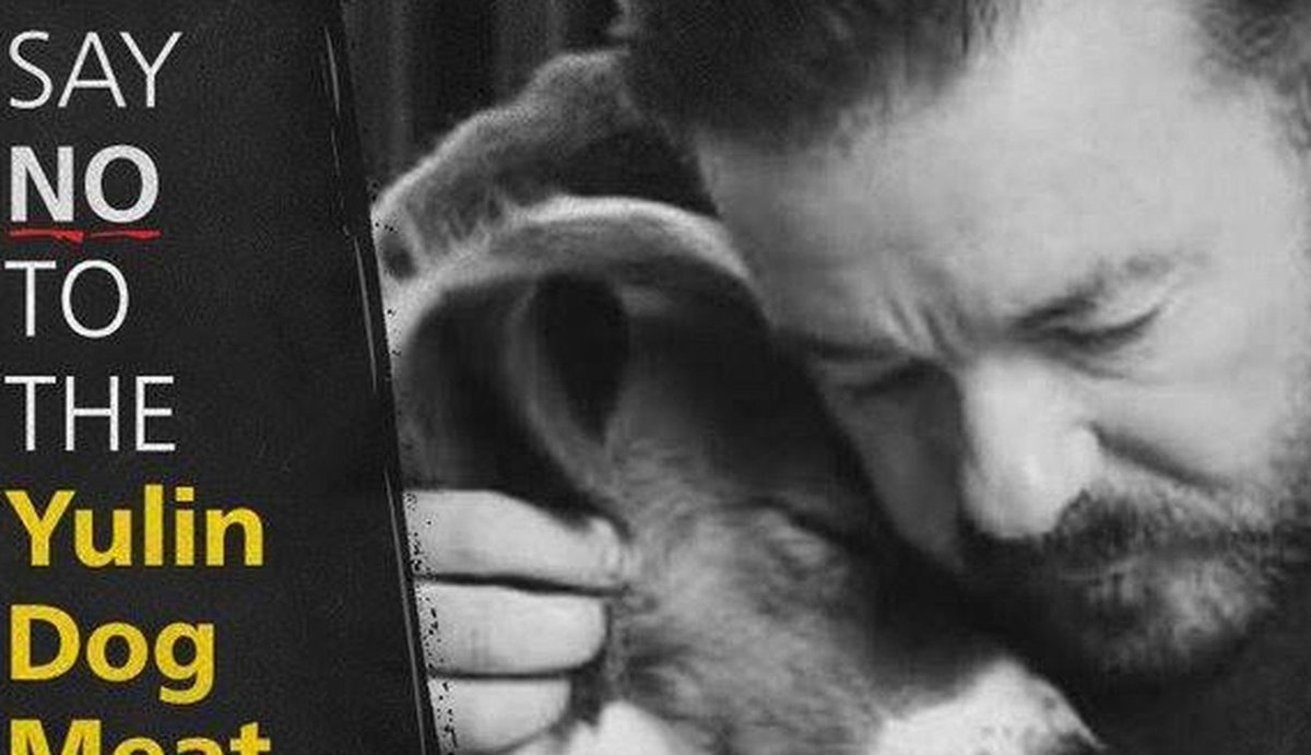 dodo's tweet image. .@rickygervais nails it: &quot;It&apos;s not a food festival. It&apos;s Hell.&quot; #StopYulin thedo.do/1MecOhF