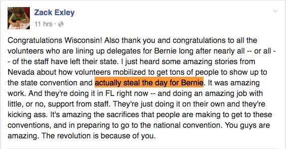 timjhogan's tweet photo. Sanders advisor on #ccdp2016: worked to "actually steal the day for Bernie." https://t.co/ELBYlv3zsW