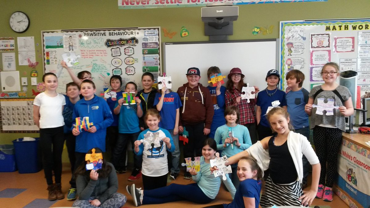 FayeLukeTony's tweet photo. Mrs. White's class celebrated World Autism Awareness Day. #LIUB 2016 #Beingdifferentiscool https://t.co/lqRlbOLjmC
