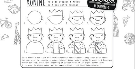 Leuk voor Koningsdag! Iedereen kan een koning tekenen met deze gratis printable. ow.ly/10lpXA
