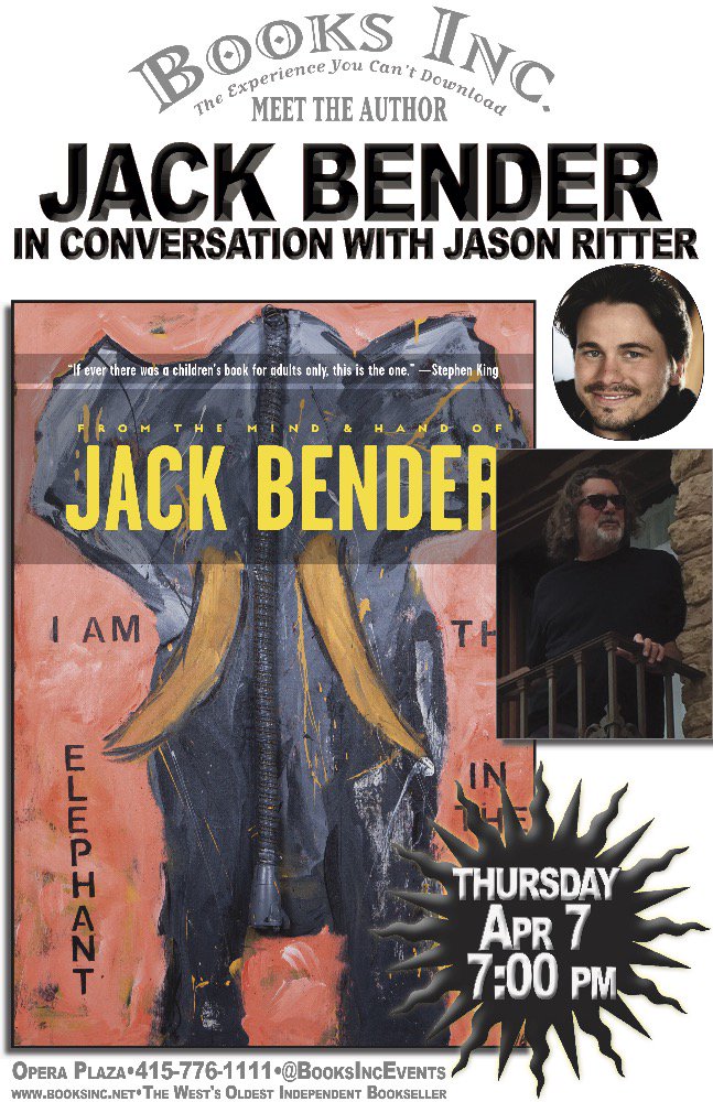 SF friends, see you tomorrow at 7p with <a href="/JasonRitter/">Jason Ritter 🦋</a> at @booksincopera to discuss my new book #theelephantintheroom