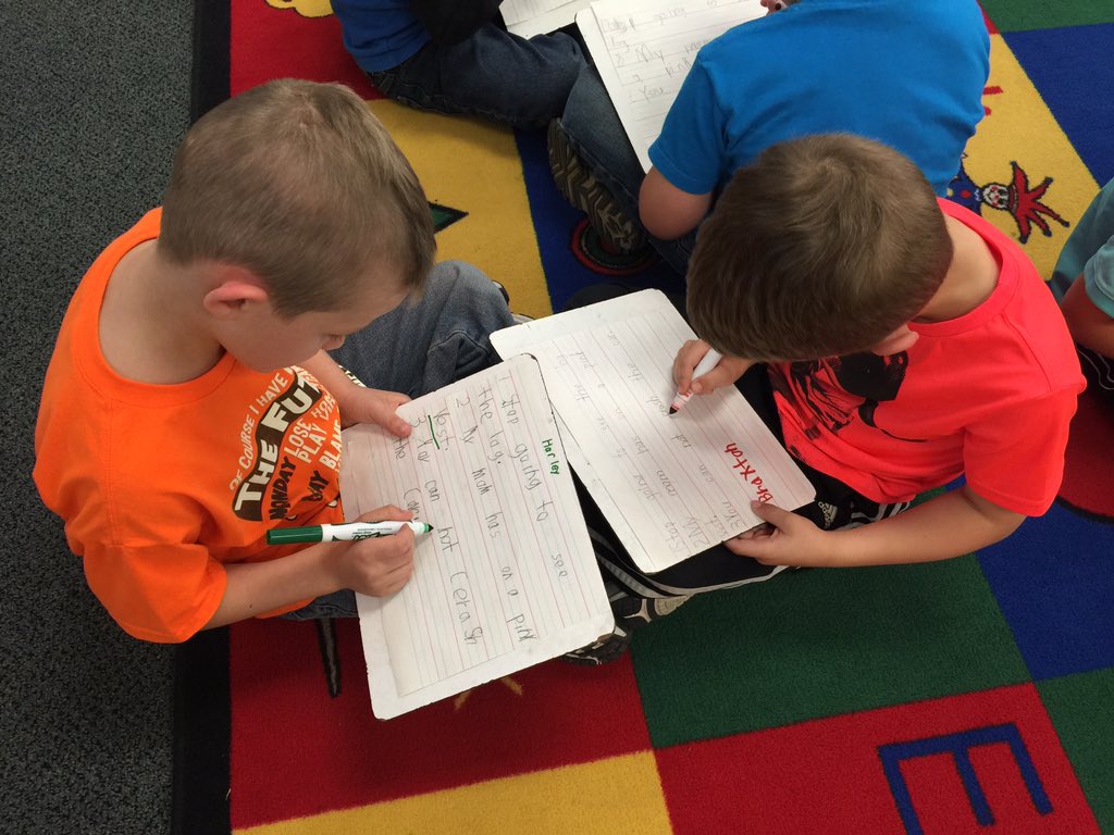 CarrieCarter82's tweet photo. Kindergarten editors, helping each other correct dictation sentences📝 https://t.co/kjWdpi1AgK