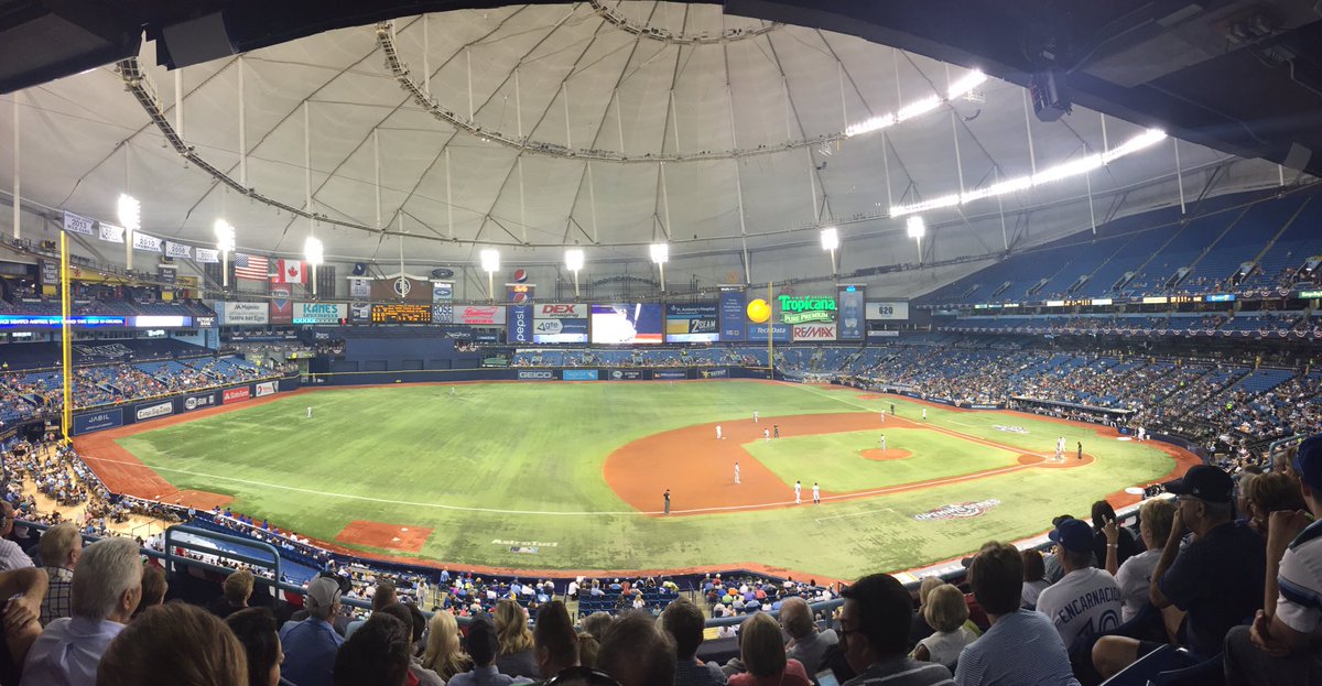 EGreener17's tweet photo. Went to the Rays and Jays game last night in the Orange Juice stadium. Tough loss for the @BlueJays #CanadianSocial https://t.co/ftH8htUDvj