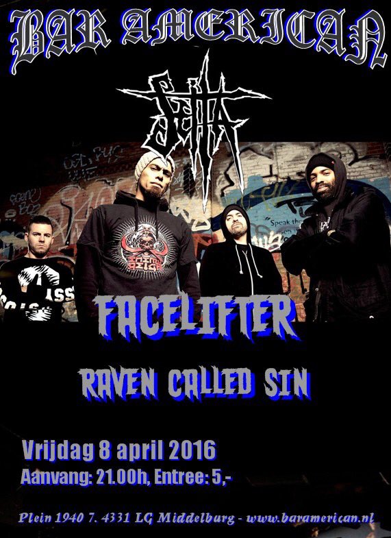 BarAmerican1's tweet photo. Vrijdag een mega vette metalavond met op ons podium de mannen van @seitaband , #facelifter en @RavenCalledSin https://t.co/nQq5nPGmxU