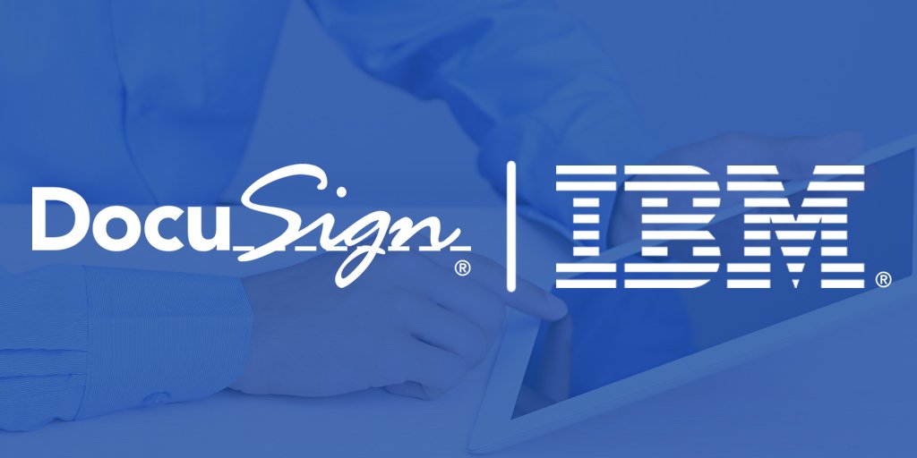 Docusign's tweet photo. [Breaking News] #IBM &amp; @DocuSign enter strategic global partnership: https://t.co/Gz4PHwMFmn #signaturepower #DSM16 https://t.co/O4JkNBoxsb