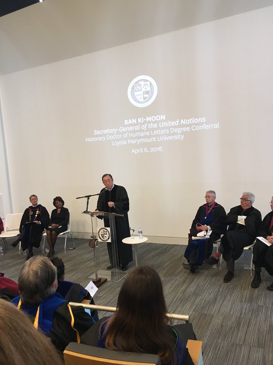 UN_Spokesperson's tweet photo. Ban: Universities need to be place to learn where we listen to each other and each other's ideas in peace. #BKMatLMU https://t.co/OidoBOYx61