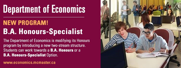 McMasterSocSci's tweet photo. #MacEcon has a new Honours B.A. Economics- Specialist Option #McMaster https://t.co/MreHEEirAq https://t.co/naGo135VVA
