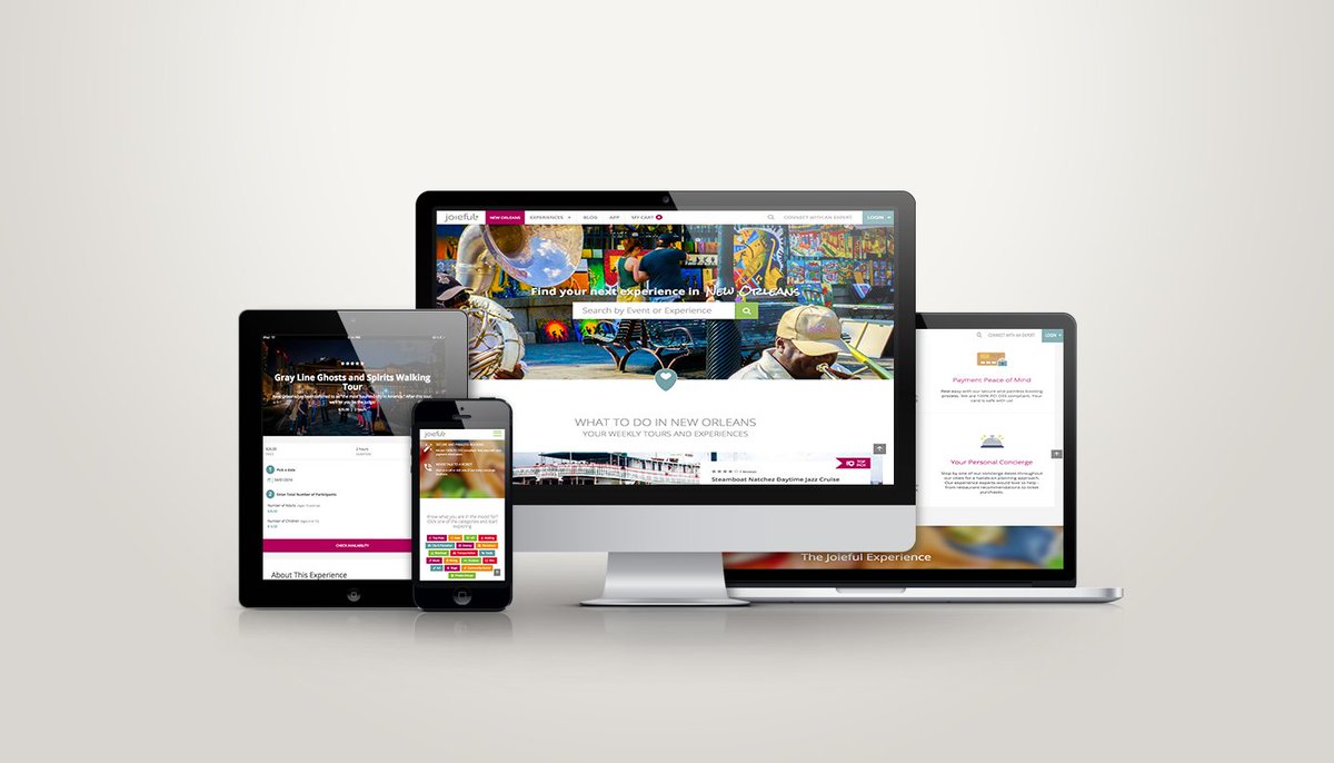 GoodWorkNOLA's tweet photo. Check out how we redesigned experience-booking platform @bejoieful's website: https://t.co/XLiMiwgQeq #webdesign https://t.co/DbAJDy8FgM