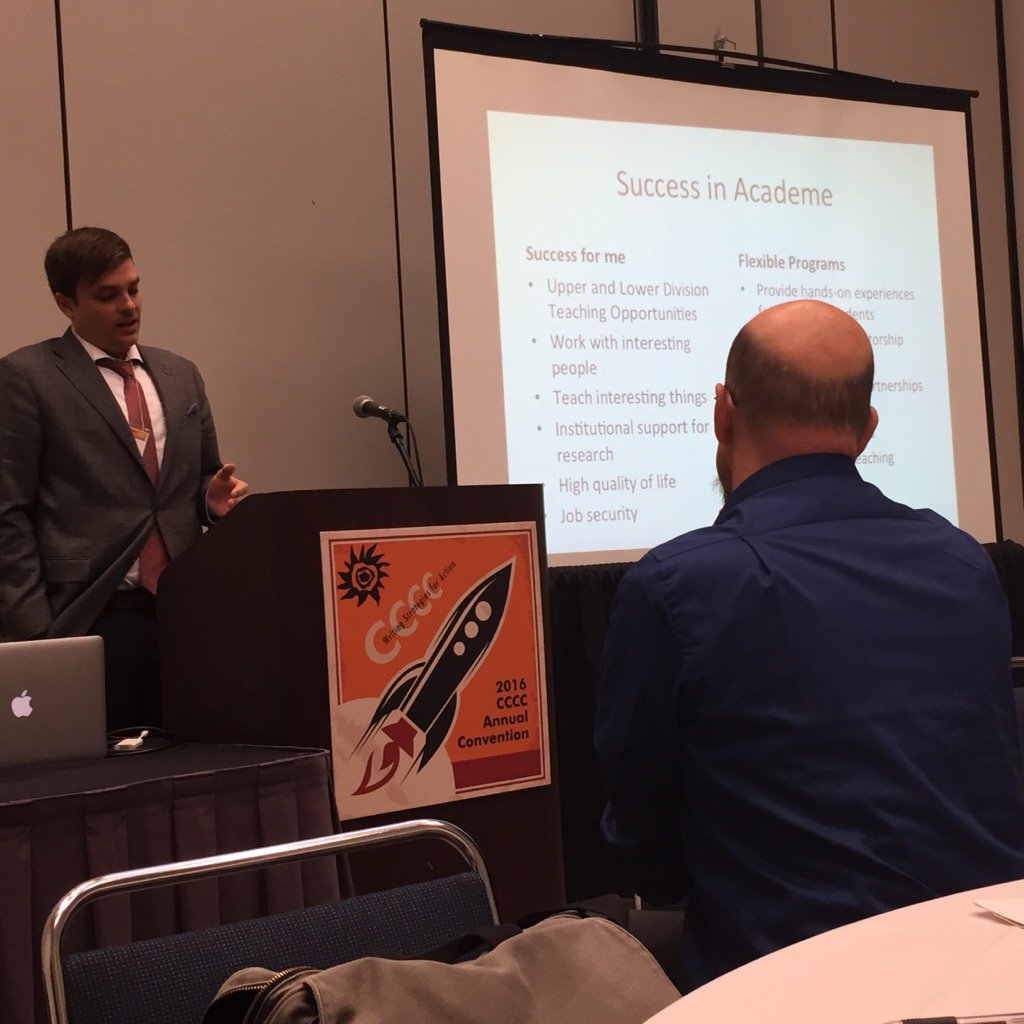 selfe2's tweet image. #4c16 Tyler Branson on "alt ac" movement (alternative academic careers) compared to "flexible career path" movement.