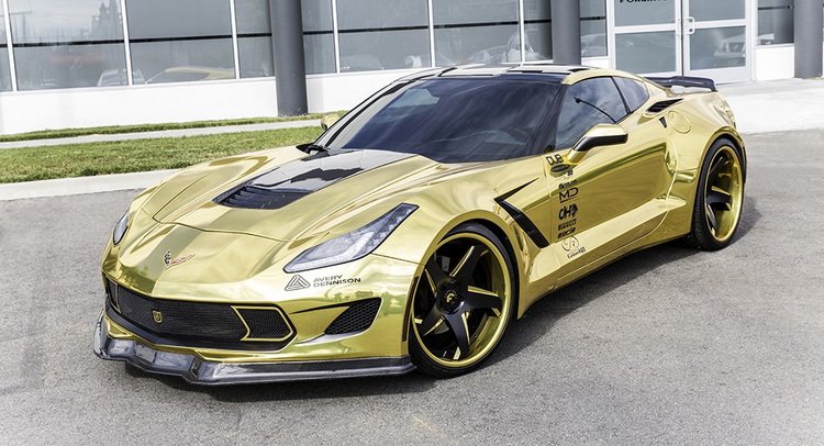 Gold C7 Corvette. 