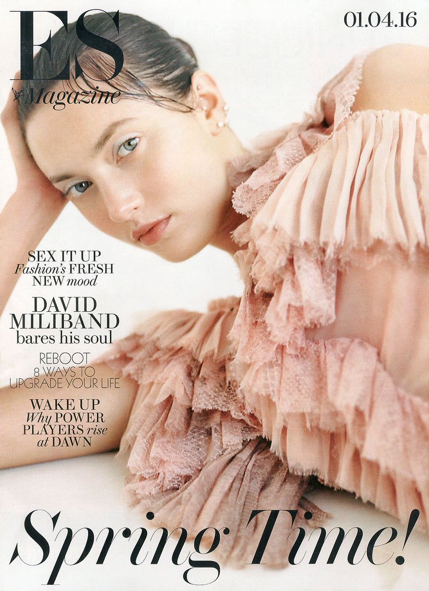 Beautiful <a href="/matilda_lowther/">T</a> in a #RobertoCavalliSS16 chiffon dress featured on the April cover of <a href="/ESMagOfficial/">ES Magazine</a>