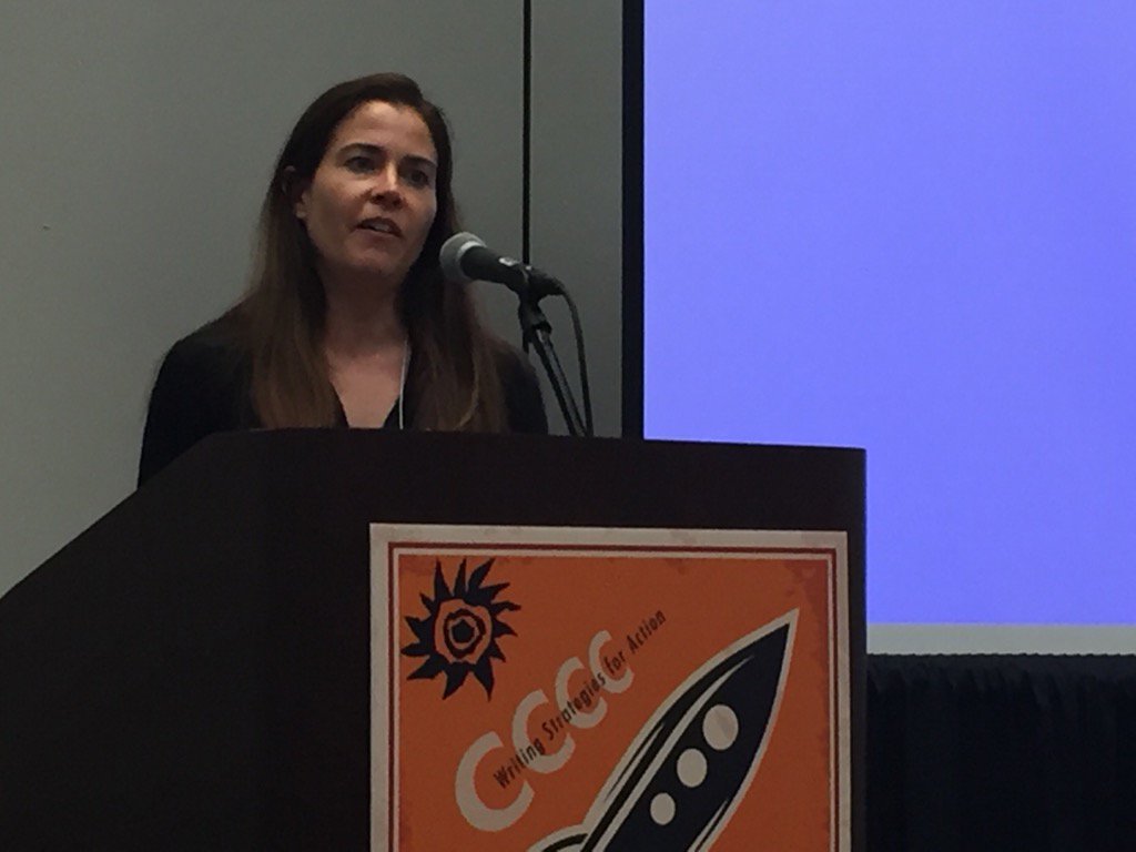 selfe2's tweet image. Rebekah Shultz Colby describes how to negotiate  research, pedagogical, programmatic goals and values.