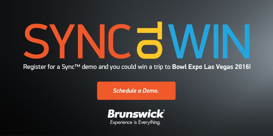 BrunBowl's tweet photo. One lucky Sync To Win Sweepstakes winner will receive air, hotel,  trade show reg for 2 + $1,000 cash @bowlexpo https://t.co/h2g9MRltFt