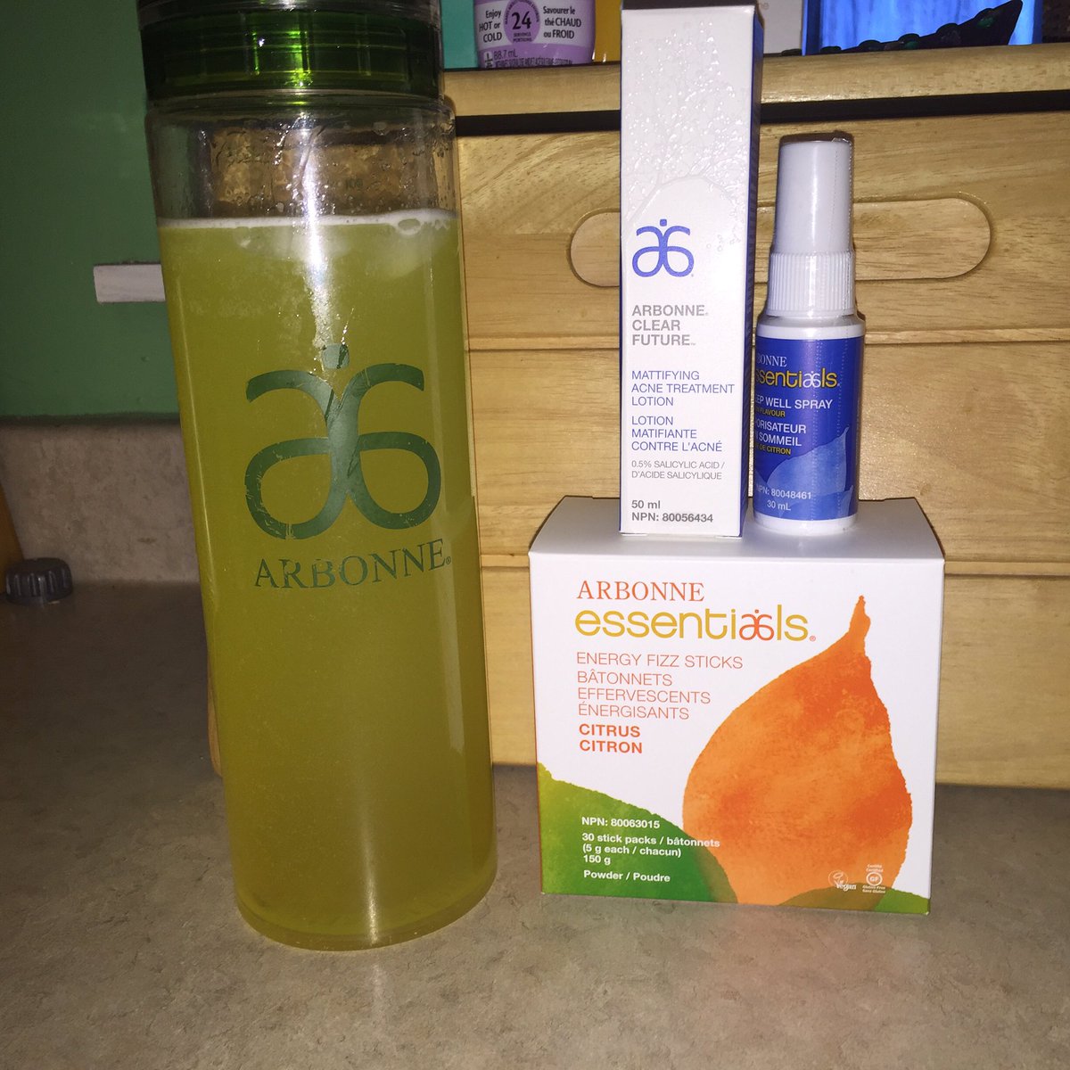 My Arbonne products.  #arbonne #energyfizzsticks #clearfuture #puresafebeneficial