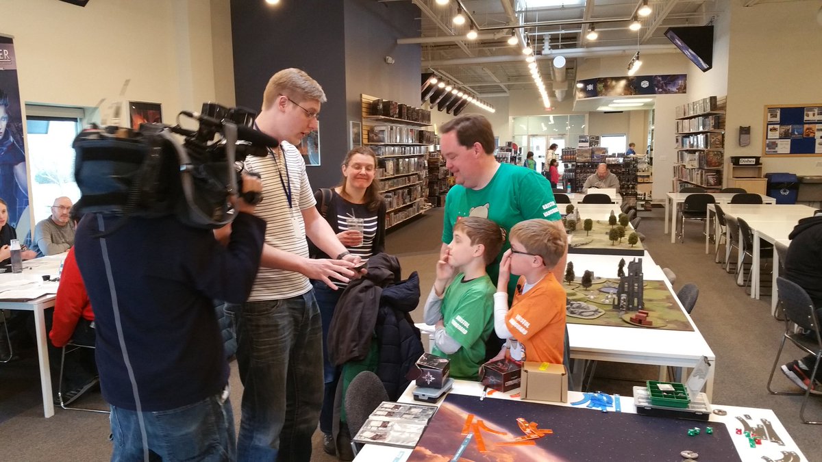 FFGCenter's tweet image. We were graced with a visit from @kare11 today. Game designer Brad Andres meets international fans.
