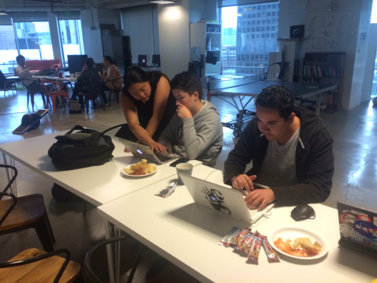 HackForLA's tweet photo. #civichackhours is under way with @matikin9 and @TheHackerFund at @_rhubarbstudios https://t.co/FZ1mbYjwgc