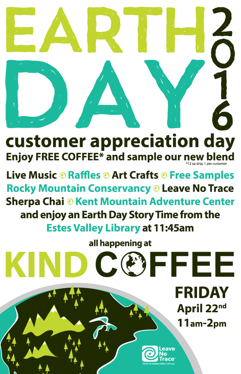 KentMtnAdvCtr's tweet photo. Our friends @KindCoffeeEstes are hosting an Earth Day event. Free samples, raffles, live music &amp; more! Join us! https://t.co/wMd6f88aUy