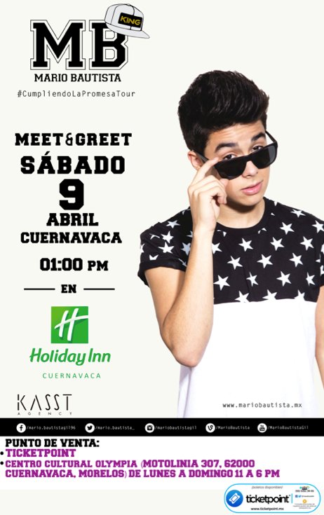 kasstagency's tweet photo. #Bautisters Cuernavaca 
@mariobautista_ este 9 ABRIL
¡RT si están + que preparadas!
Boletos:https://t.co/bmauAR1aXD https://t.co/VtkveBa5um