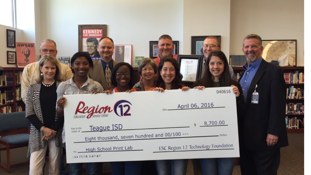 TeagueHS's tweet photo. Great Job: Mr. Huff, Mrs. Allen, engineering students, and everyone else involved: $8700 Grant. Thanks Region 12 https://t.co/v7rORbogWx