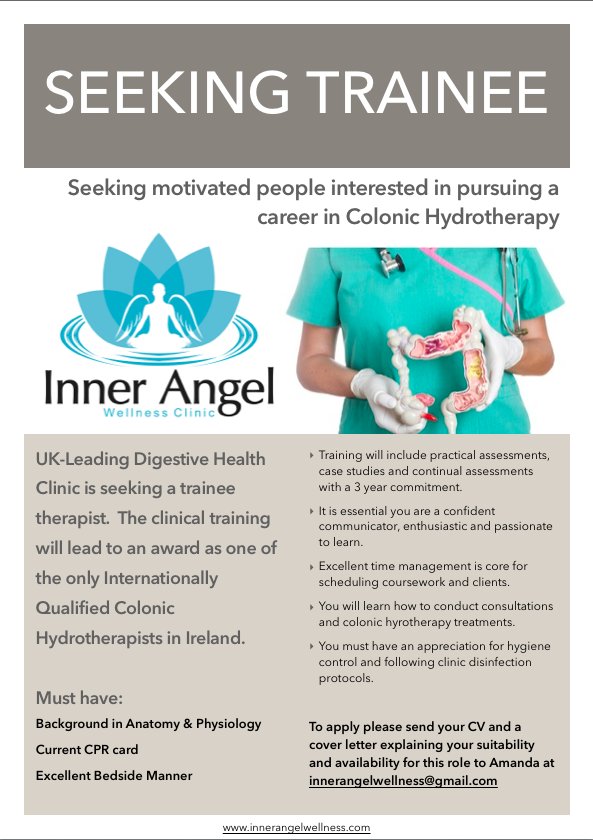 Rawfusionlife's tweet image. 🌟SEEKING TRAINEE THERAPIST🌟
Must have excellent bedside manner &amp;amp; interest in digestive health. #job #training #newry