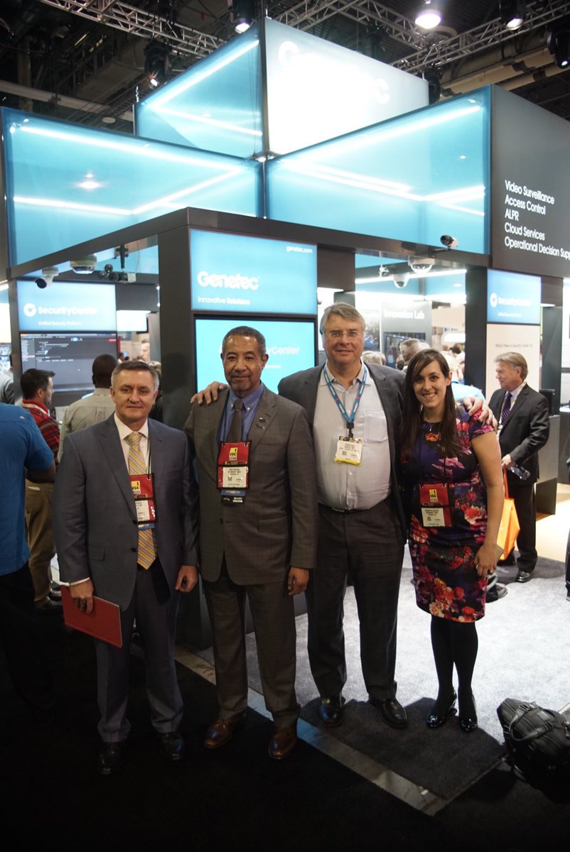 Microsoft_GS's tweet photo. Microsoft CSO @MikeHowardMSGS and Sr. Director Mike Foynes visiting @Genetec CEO Pierre Racz at #ISCW16 https://t.co/CyPHJm5TzJ