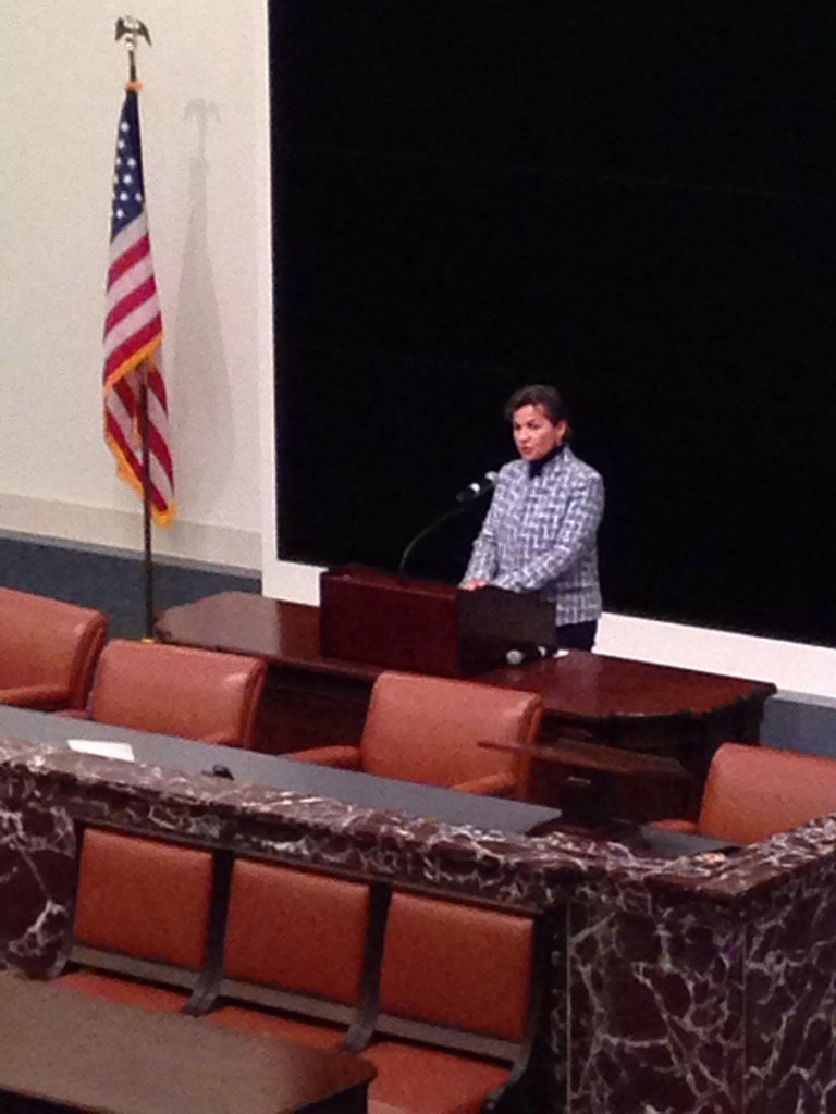 Christiana Figueres at UMB: we must recognize need for low carbon solutions <a href="/mccormackgrad/">McCormack Graduate School</a> #climatechange #Divestma