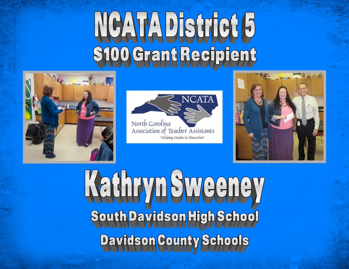 NCATAs's tweet photo. NCATA Teacher Grant awards being awarded this week. $100 to each of 8 teachers across the state.@dcsnc https://t.co/mpjPOE1CkU