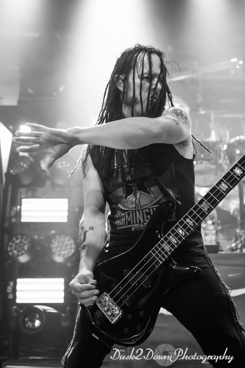 John Moyer of Disturbed #metal #rockstar #slapdatbass #concert #Livebandphotography Photo by Dusk2dawnphotography