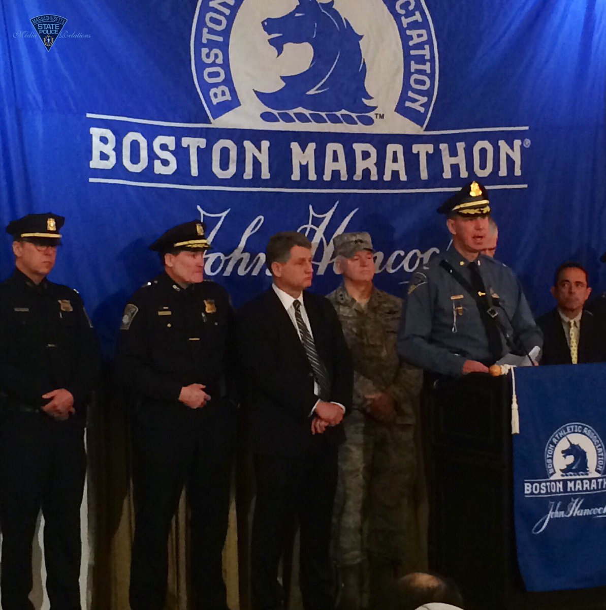 RickMcKeon's tweet photo. From today's Pre-Marathon Briefing:  With our partners, planning security for this years #BostonMarathon. https://t.co/3ba2JWNeDv