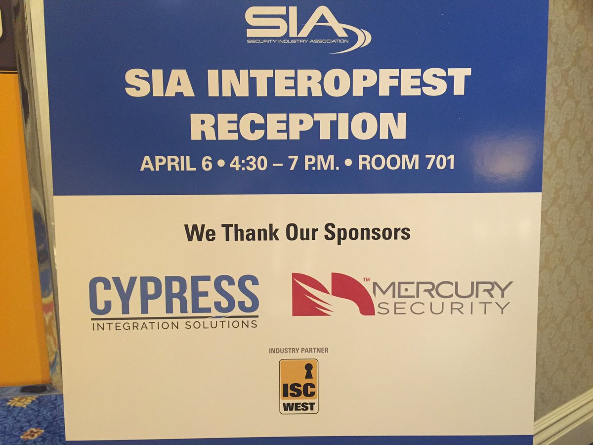 SIAonline's tweet image. SIA InteropFest is underway @ #ISCW16. Thanks to our sponsors, Cypress Integration Solutions and Mercury Security!