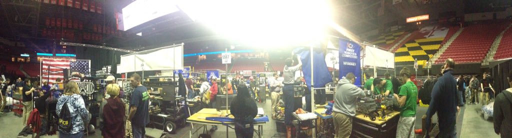 frc5587's tweet photo. Prepping up at the pits for competition this week at the University of Maryland. #firststronghold #Stronghold2016 https://t.co/EdEcQrCIJl